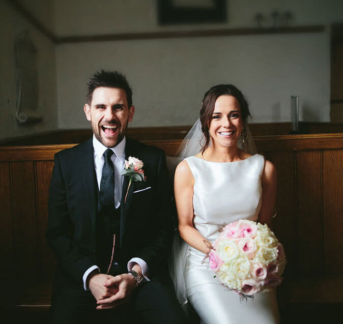 Couple on wooden bench